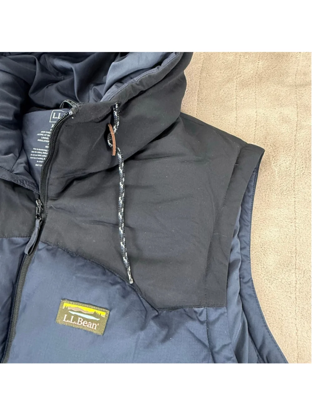 Men's L.L.Bean Mountain Classic Hooded Down Vest XXXL Tall Navy Black